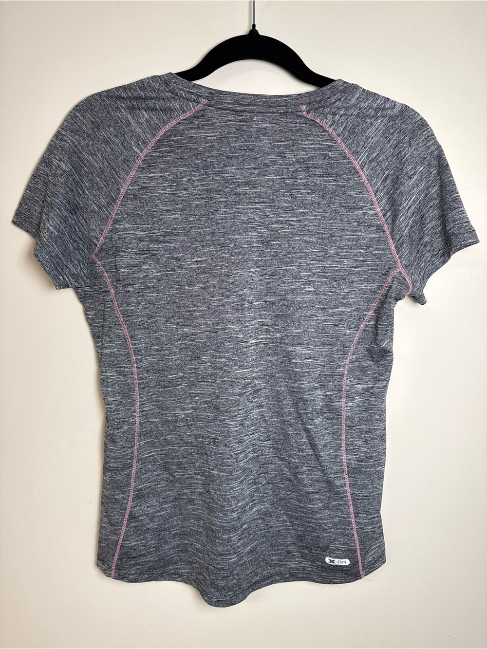 RBX Gray Short Sleeve V-Neck Top with Pink Contrast Stitching - Picture 5 of 5
